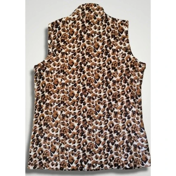 Quacker Factory Leopard Print Sequined Full Zip Vest Size S - Picture 8 of 8